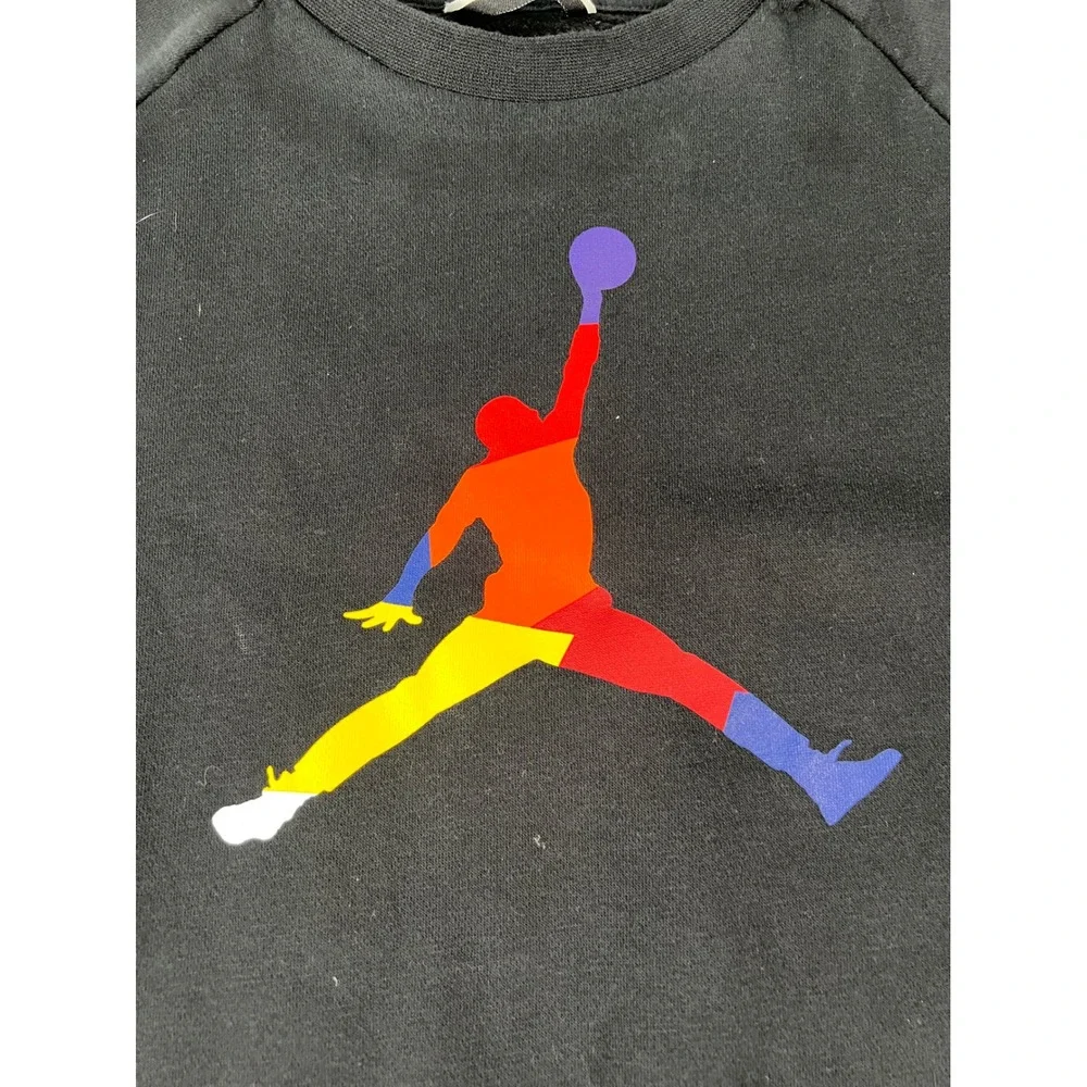 Jordan Mens Jumpman Crewneck Sweatshirt Black Multi-Color AV0044-010 Size M